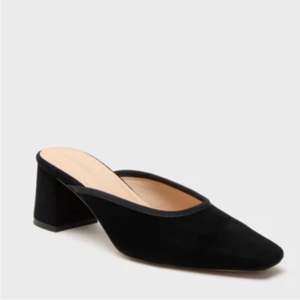 Tuckernuck black tilda mules heel size 8.5 new suede leather square pointed toe